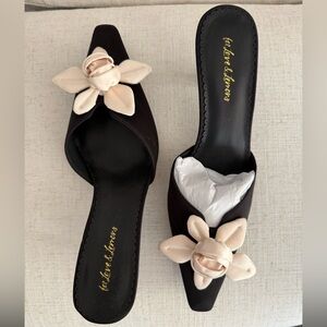 For Love & Lemons Claudine Black Bridal Wedding Miles with Cream Orchid Flower